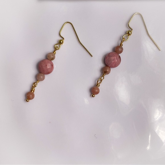 33. Rhodonite Dangle Earrings - Picture 1 of 4